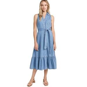 Veronica Beard Edwina Sleeveless Midi Shirt Dress Denim size 0